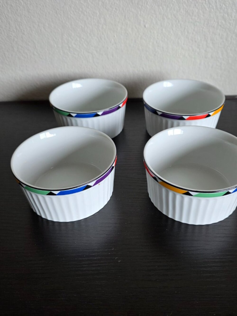 NEW Studio Nova Bake & Serve 4 x 4" Souffle DIshes Optics Art Deco Japan Box Vtg